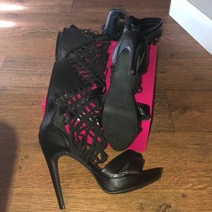 Black Rubber Band laced Over the Knee Boot